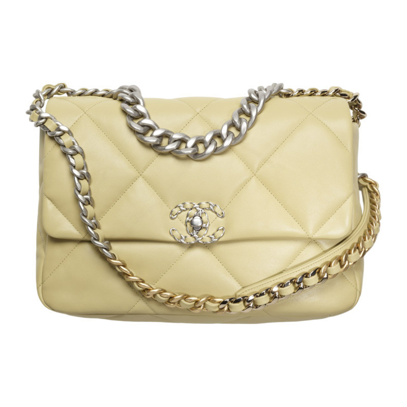 Chanel/Chanel 2023 New Womens Bright Lambskin 19 Large Handbag Shoulder Backpack