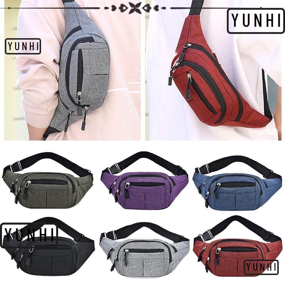 Yunhi กระเป๋าคาดเอว, กระเป๋าสะพายข้างมีซิปผ้าแคนวาส, กระเป๋าแฟชั่นกันน้ํากล้วยผู้ชายผู้หญิง