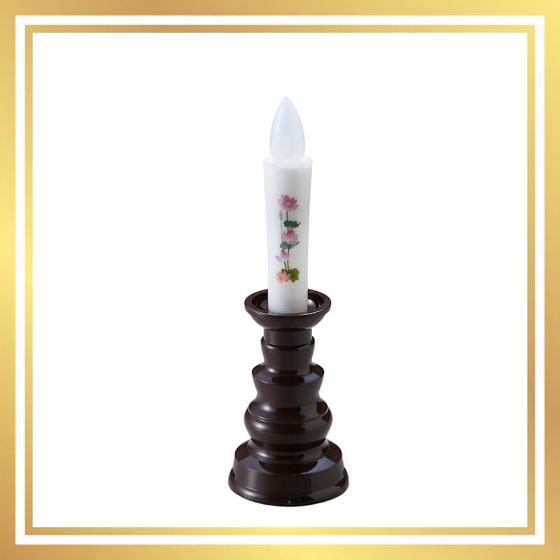 Fukushodo LED candles for Buddhist altars. Electric candles made in Japan for battery-operated Buddhist altars. Traditional Japanese style.