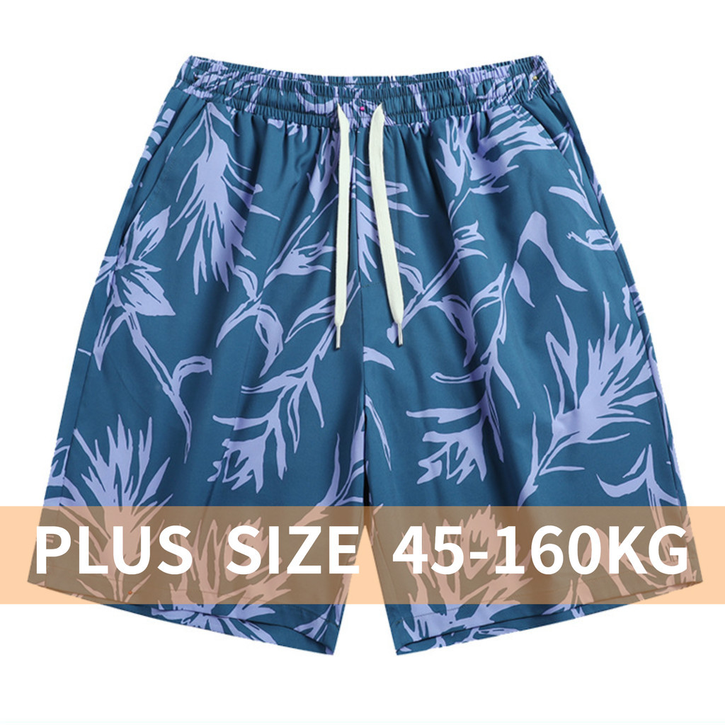 【 ขนาดบวก 】 10XL 9XL Men Beach Hawaiian Flower Print Oversize Breathable สบายกางเกงขาสั ้ น