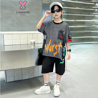 120-170ซม.ฤดูร้อนพิมพ์ตัวอักษรกีฬาชุดลําลองชายแฟชั่นลายเส้นแ…