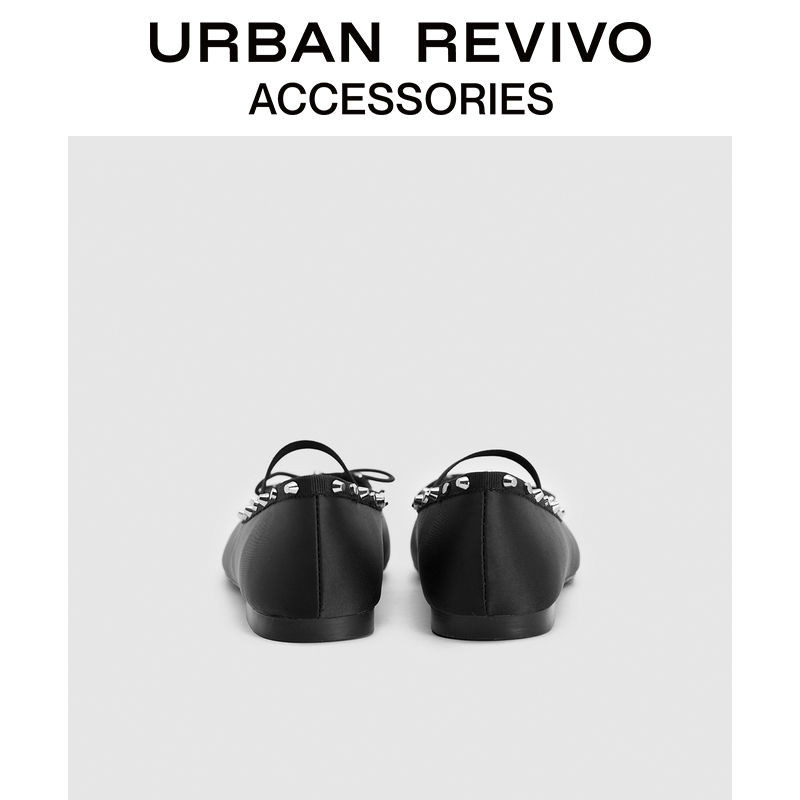 [ ข ้ อเสนอพิเศษ Shipping ] URBAN REVIVO Ladies Fashion Rivets Flat Ballet Shoes UAWS40019
