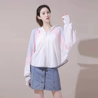 เสื้อกันแดดผู้หญิง ฤดูร้อน ป้องกันรังสี UV ผ้าคลุมไหล่ ไอซ์ไลน์ ระบายอากาศ แบบบางเบา สำหรับการขี่จักรยาน