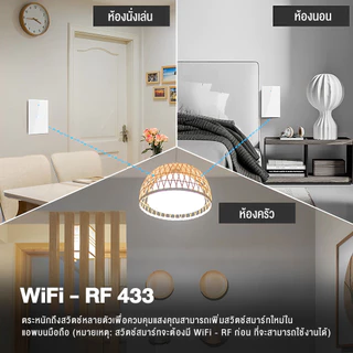 Tuya สวิตช์ติดผนัง Wi-Fi สวิตช์ไฟติดผนังอัจฉริยะ ไม่จำเป็นต้องสัมผัสควบคุมไฟเดียวบ้านอัตโนมัติ รุ่น 1ช่อง 2ช่อง 3ช่อง