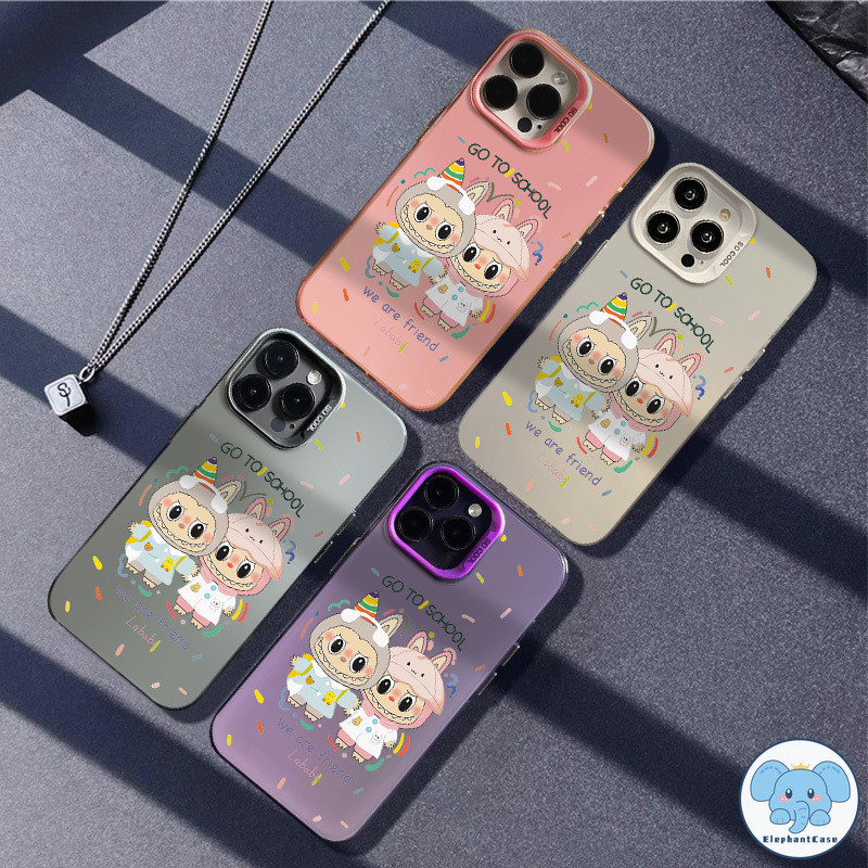 คู่รักคู่รักสีสันสดใสป๊อปมาร์ท Labubu เคสกันกระแทกหรูหรา iPhone 11 XR 12 15 13 14 Pro Max 14 8 15 7 Plus SE X XS Max
