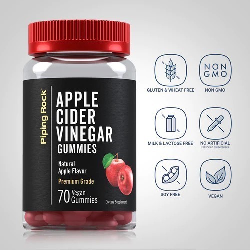 Apple Cider Vinegar Gummies by PipingRock (70กัมมี่) กัมมี่แอปเปิ้ลไซเดอร์