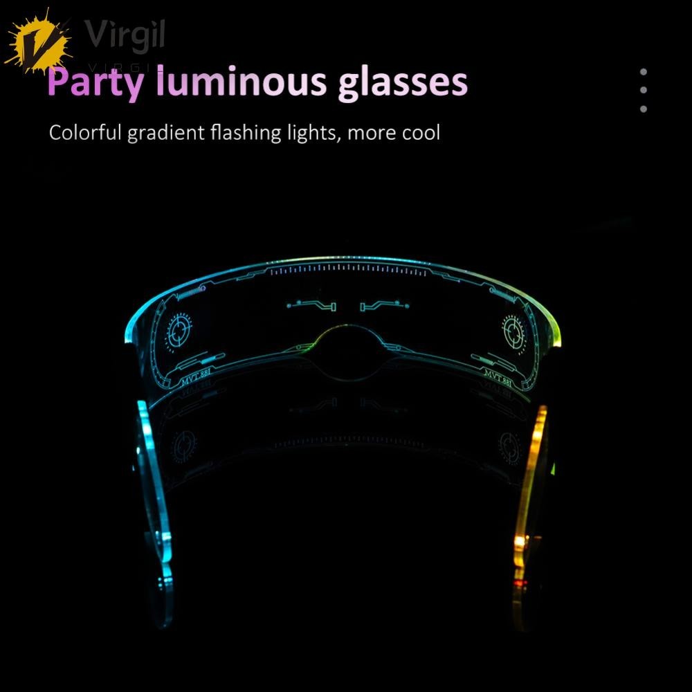 [Virgil.th ] El Wire Luminous Glasses Neon Party LED Light Up Visor แว ่ นตา