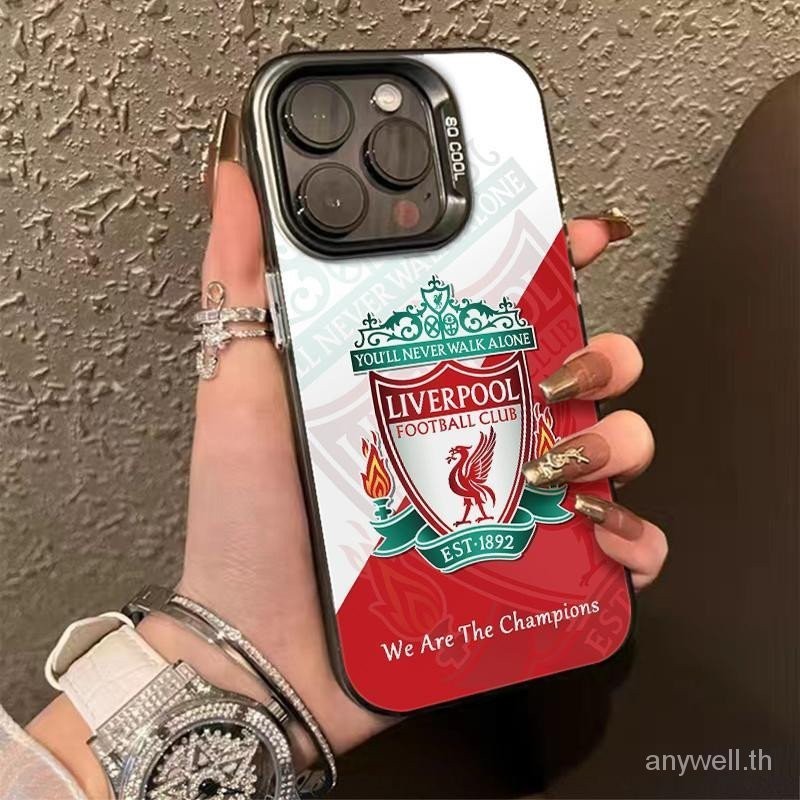 อังกฤษฟุตบอลลิเวอร ์ พูลทีมสีเงินเคสโทรศัพท ์ เดิมสําหรับiPhone15 14 13 Pro Max 12 11 ProMax 13 12 Mini X Xr XS XsMax 7p/8pฟุตบอล