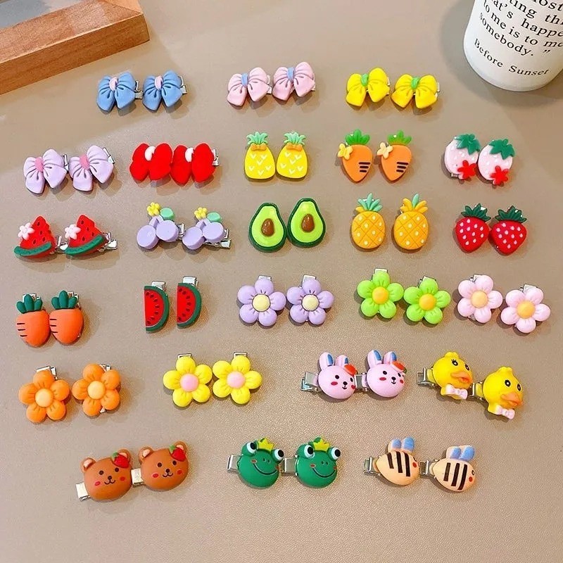 10ชิ้นการ์ตูนผลไม้กิ๊บสําหรับเด็กด้านเรียบคลิปผมหัก ใบเรียกเก็บเงินเป็ด คลิปน่ารักหวานอุปกรณ์ผม