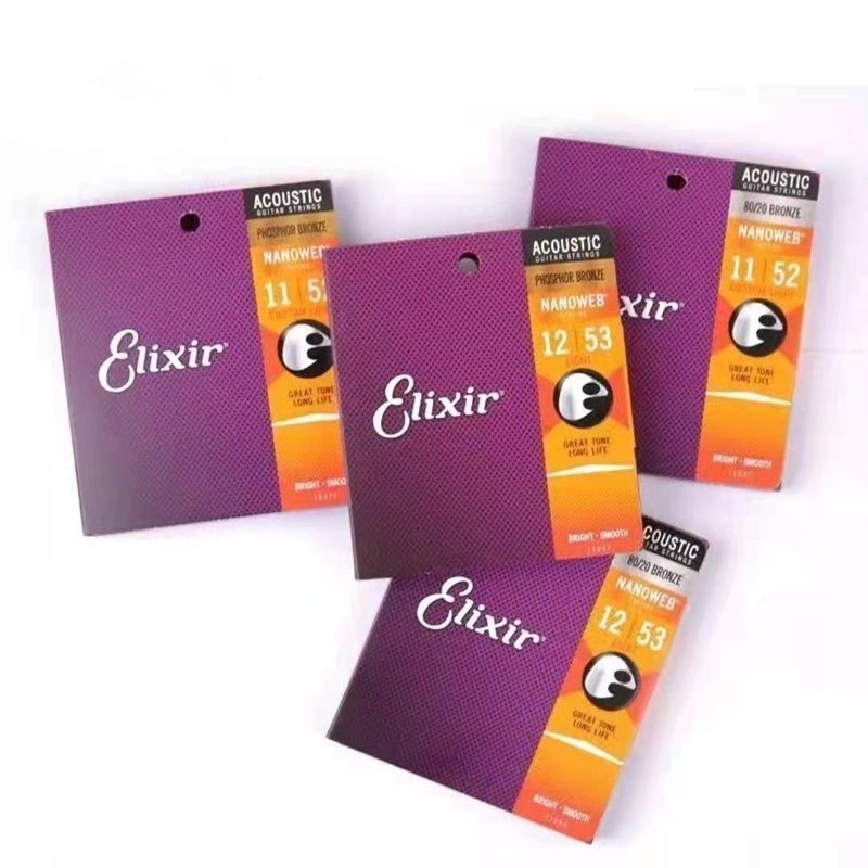 Ellxir®10-12 nanoweb coating/80/20 สายกีตาร ์ อะคูสติกสแตนเลสสีบรอนซ ์ เต ็ มรูปแบบ