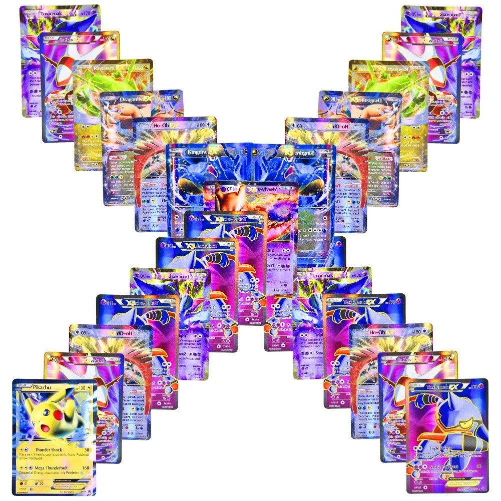 100 ชิ้น/กล่องการ์ดโปเกมอนของเล่น 100VMAX GX EX MEGA Battle เวอร์ชันภาษาอังกฤษ Charizard Pikachu การ์ดผู้ใหญ่เด็กของเล่น thumbnail 5