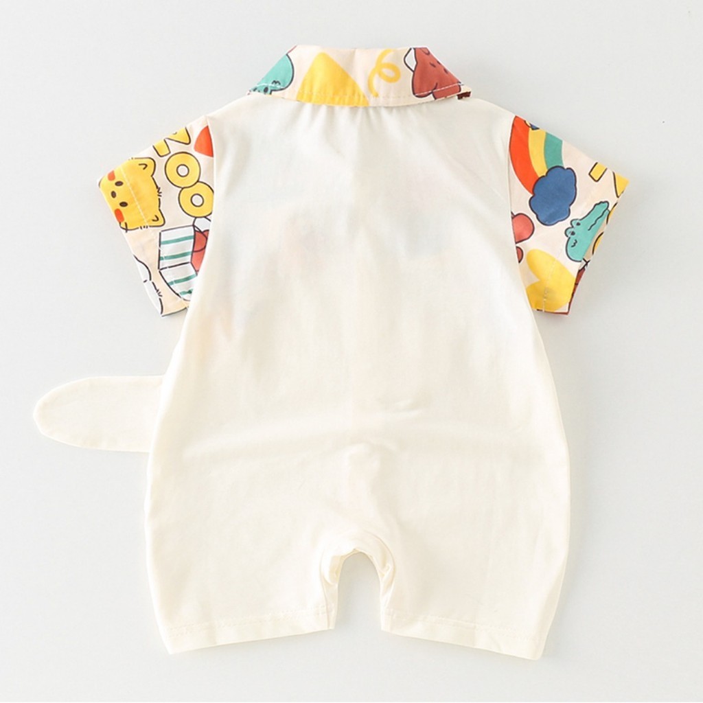 ฤดูร้อนใหม่เสื้อผ้าเด็กบางบอดี้สูทแขนสั้น 0-24 เดือนนุ่มและระบายอากาศสุดน่ารักการ์ตูนไดโนเสาร์ ชุดรอมเปอร์ สไตล์เกาหลี - รูปที่ 5