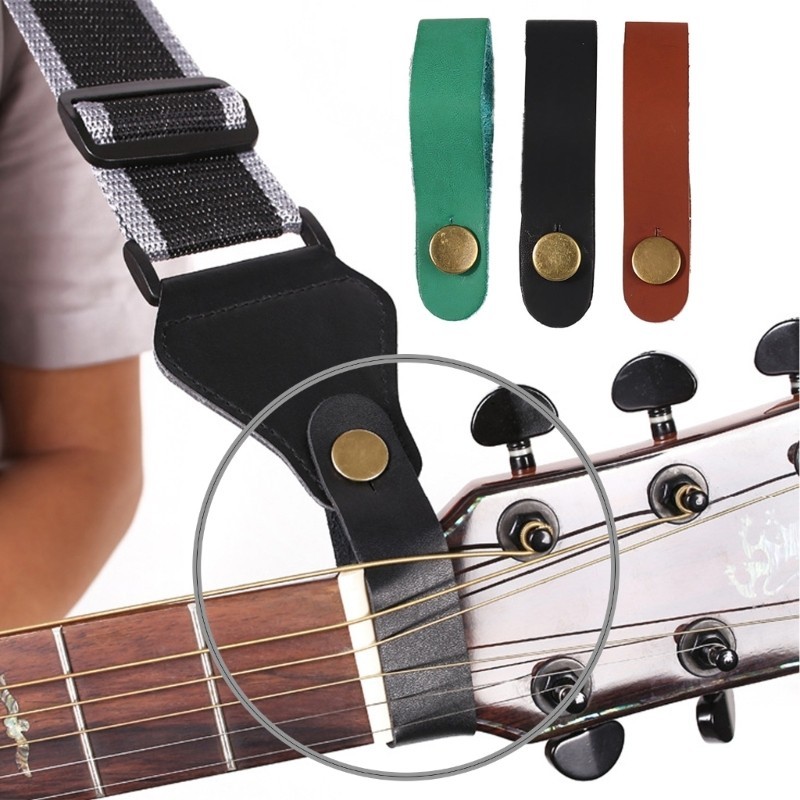 HO 2 ชิ้น PU หนังกีตาร์ Headstock สายคล้อง Tie กีตาร์สายคล้องคอปุ่ม Headstock อะแดปเตอร์สําหรับ Acou