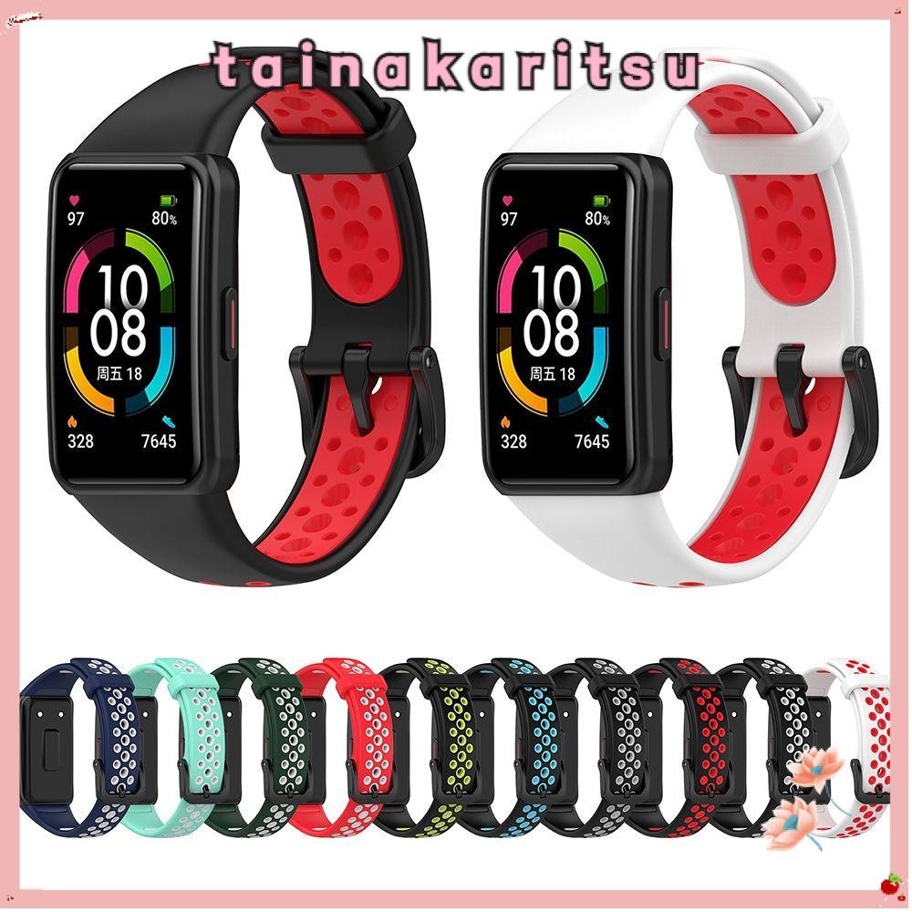 Tainakaritsu Strap Two-Color Breathable Replacement สําหรับ Huawei Band 6 Honor Band 6
