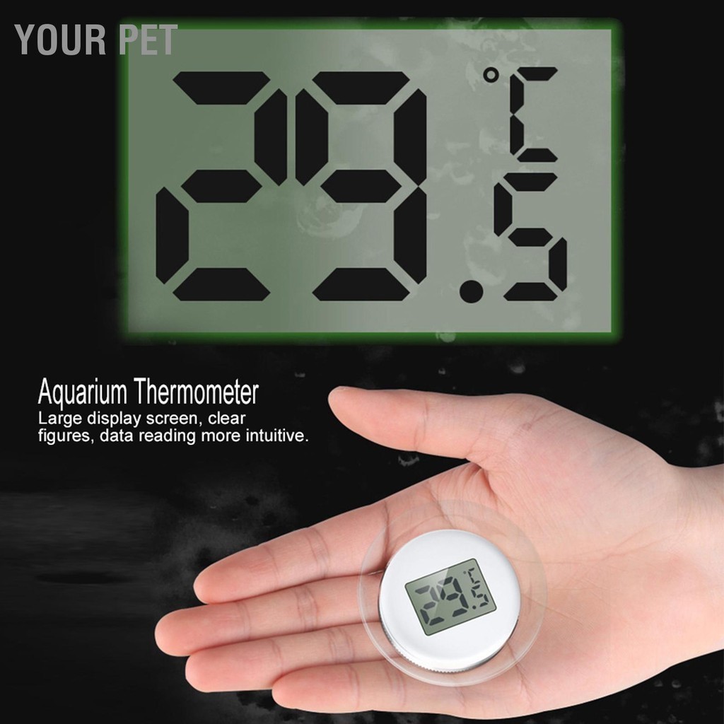 Your Pet เครื่องวัดอุณหภูมิน้ำพร้อมจอแสดงผล LCD สำหรับตู้ปลาตู้ปลาแบบเปียกและแห้งใช้คู่