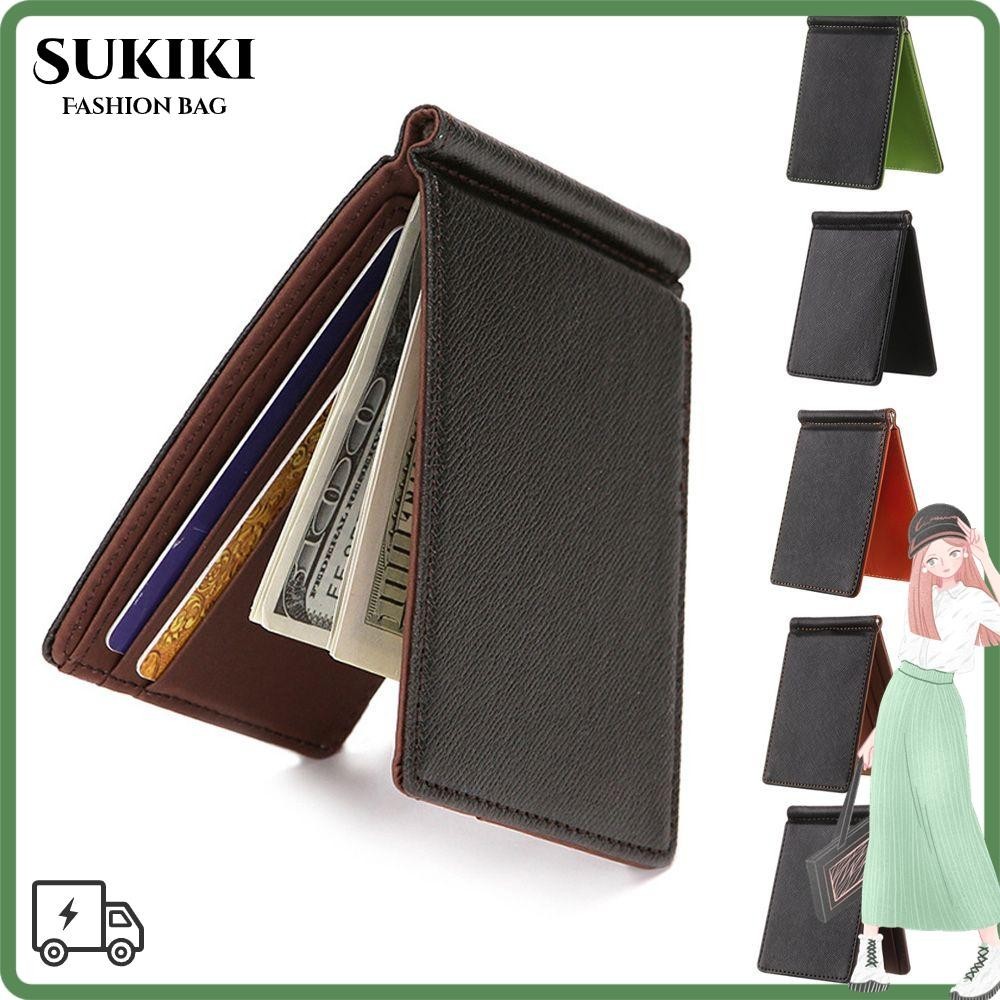 Suki กระเป ๋ าสตางค ์ ผู ้ ชายธุรกิจบัตรเครดิต Sollid Thin Wallet Bifold Money Clip
