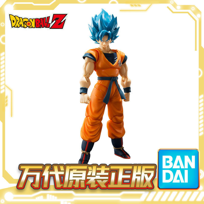 พร้อมสต็อก Bandai SHF Son Goku Super Saiyan Super Blue Dragon Ball Reprint Figure