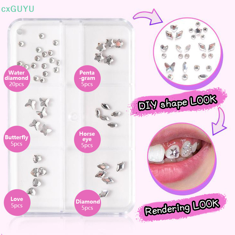 [cxGUYU] เจาะฟันเครื่องประดับเครื่องประดับพร้อมกล่องDiyสติกเกอร์ฟันอัญมณีความงามคริสตัลฟันเครื่องประดับอัญมณีตกแต่งPRATA