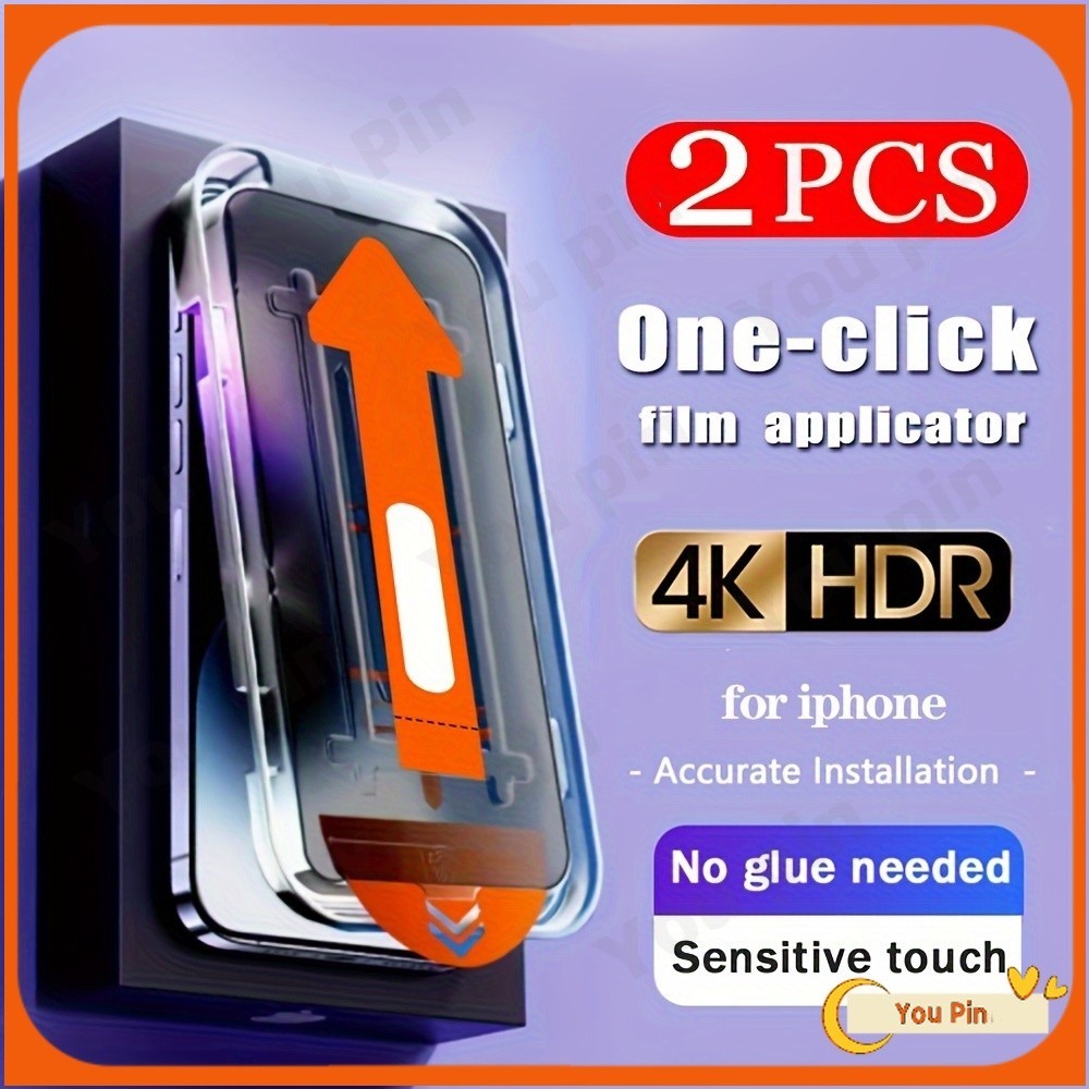 2pcs ฟิล์มความเป็นส่วนตัวกล่องสติกเกอร์เครื่องมือสําหรับiPhone 6 6S Plus 7 8 Plus X XS XR Max 11 Pro Max 12 Pro Max 13 Pro Max 14 Pro Max 15 16 Pro Max Emperedแก้วป้องกันฟิล์ม