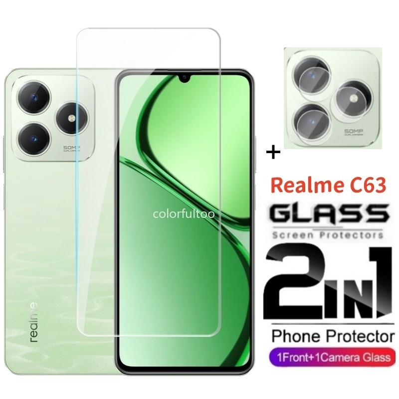 Real ME C63 2IN1 ฟิล์มกระจกนิรภัยสําหรับ Realme C63 C53 C51 C 51 C 53 C 63 RealmeC63 2024 9H Clear H