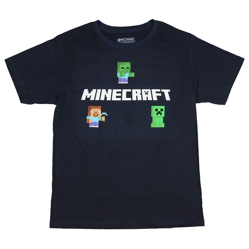 Minecraft Graphic Tee Steve Zombie Creeper เสื ้ อยืดผู ้ ชายวันพ ่ อ Aldult