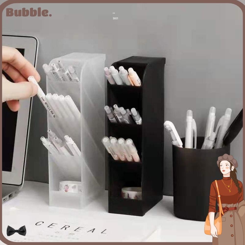 ที่ใส่ปากกา BUBBLE, ภาชนะปากกาโปร่งใสพลาสติก, มัลติฟังก์ชั่น Frosted Oblique Insertment High-capacity Desktop Organizer สําหรับโต๊ะ