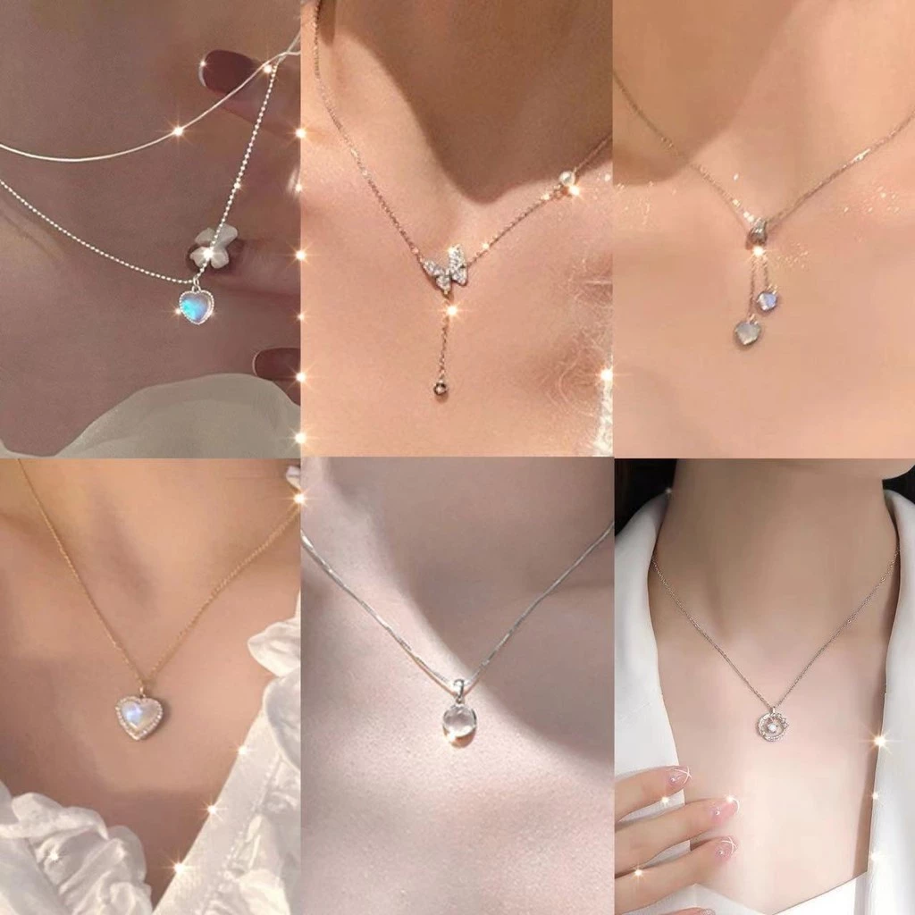 สร้อยคอ จี้ หัวใจ ผีเสื้อ สวย น่ารัก สไตล์เกาหลี เครื่องประดับ สำหรับผู้หญิง NMIX