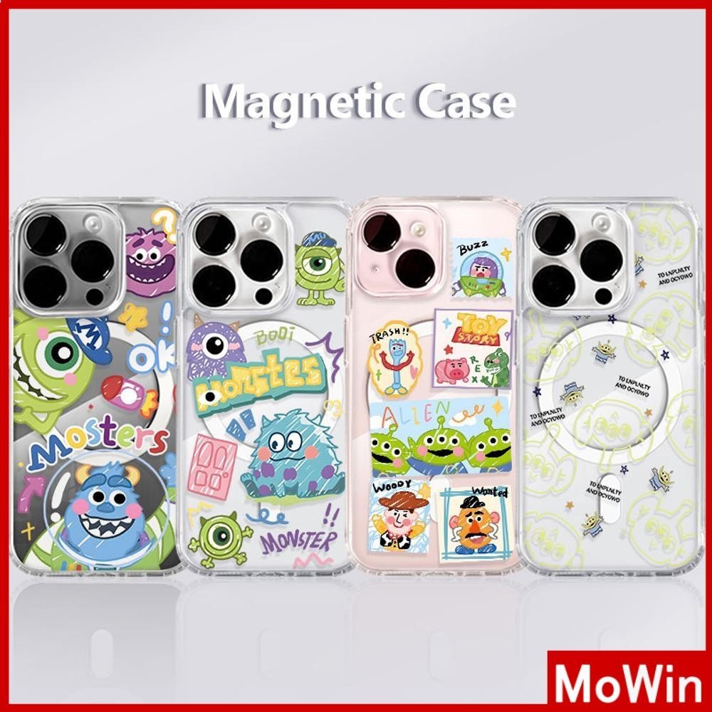 Mowin - สำหรับ iPhone 15 PRO MAX เคส iPhone 11 เสริมสร้างแม่เหล็กอะคริลิคใสกระดานแข็ง TPU กรอบนุ่มกันกระแทก สัตว์ประหลาด iPhone 14 13 Pro max 12 Pro Max 11 XR XS 7 8Plus max XS XR