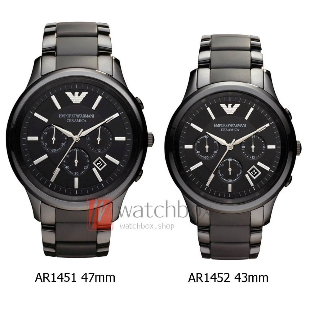 พร้อมสต็อก ！Emporio Armani Ceramica Chronograph Black Dial Black นาฬิกาข้อมือผู้ชาย รุ่น AR1452/AR14