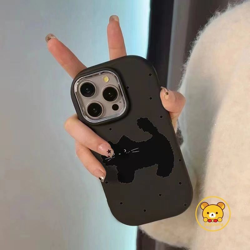 Ins สไตล์ Fuzzy Cat สําหรับ Vivo V30 Pro 5G V29 Pro V27 V25 Pro V27E V23 V21 V21S V20 Pro Y77 5G ปลอกน่ารัก Polka Dot Black Cat กรณีคลุมทั้งหมด