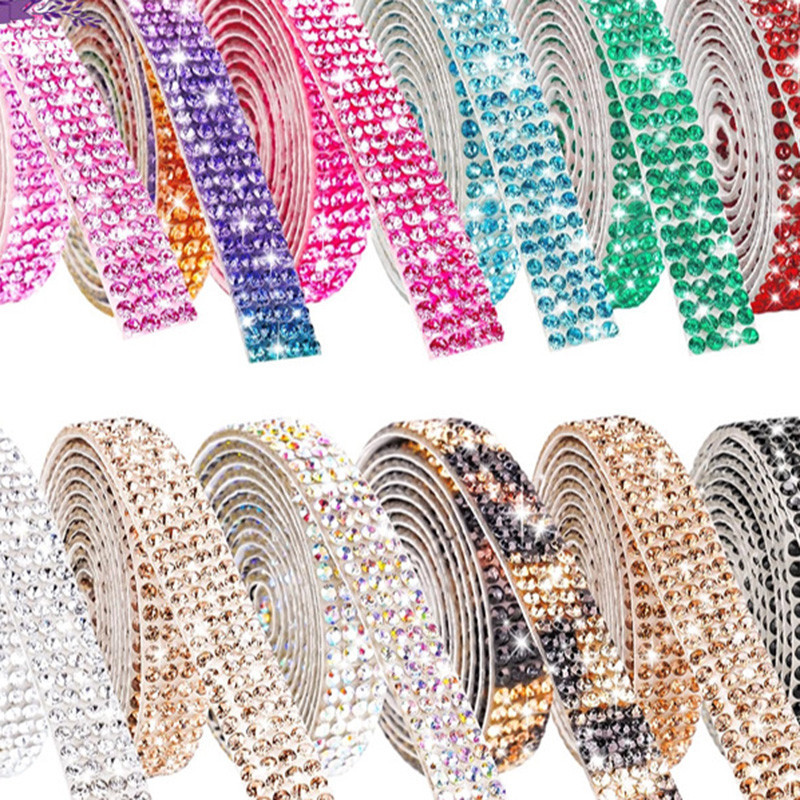 คริสตัลเพชรกลับกาวแถบรหัส Rhinestone กาวตนเองแถบเพชรตกแต่งอุปกรณ์เสริมสำหรับเสื้อผ้า