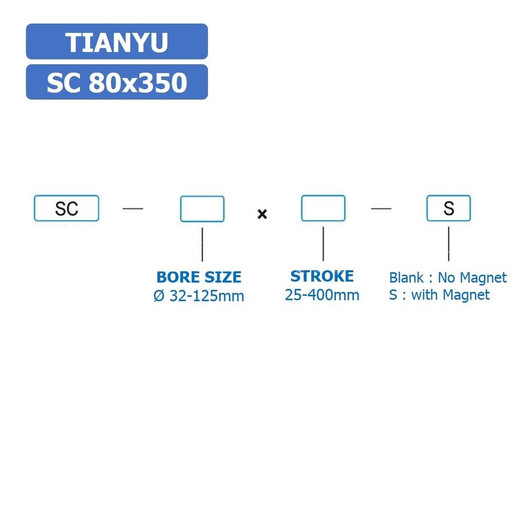 SC 80x350 กระบอกลม รุ่นมาตรฐาน กระบอกลม 4 เสา Standard Cylinder Air Pneumatic แบบสี่เสา SC80x350 - รูปที่ 5