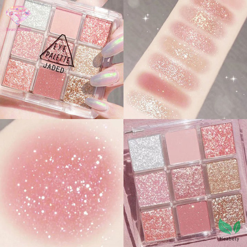 Heabty 9 สีอายแชโดว์แผ่นอายแชโดว์เริ่มต้นแต่งหน้าอายแชโดว์ถาดประติมากรรมไฮไลท์เครื่องสําอางผู้หญิงอุปกรณ์เสริมใหม่