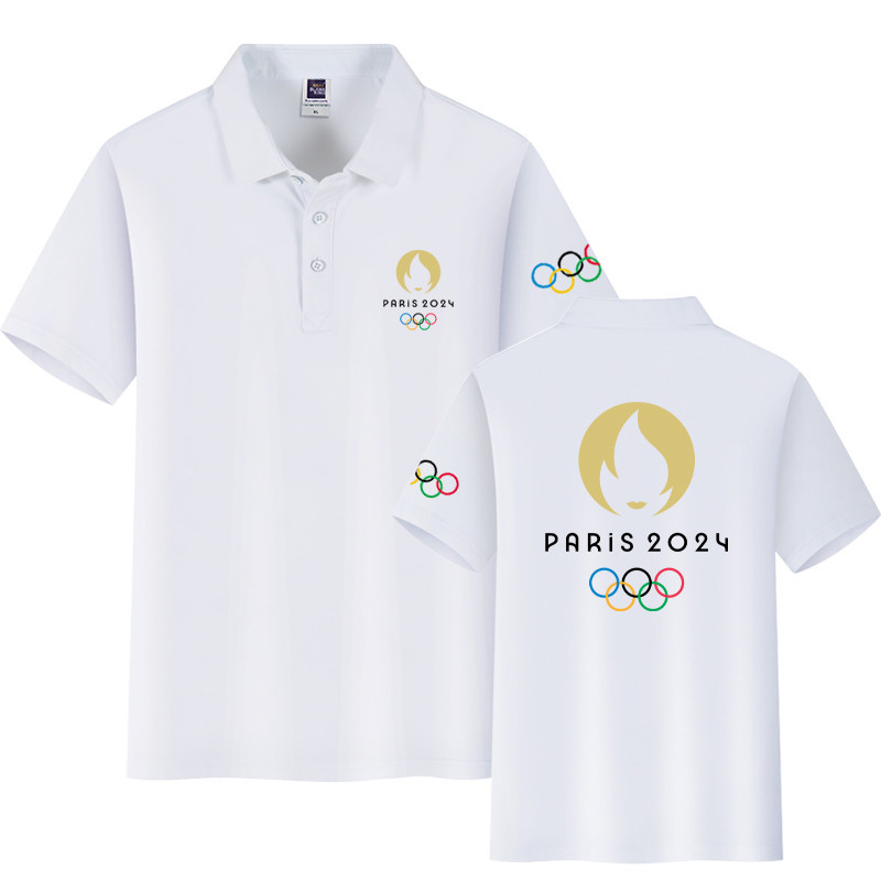 Paris Olympic Mascot Peripheral POLO shirt เสื้อยืดแขนสั้นผ้าฝ้าย 100% สําหรับผู้ชายและผู้หญิง