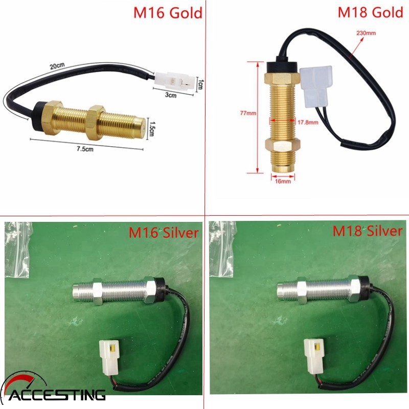 ใหม ่ Gold/Silver M16/M18 RPM Sensor Tachometer RMA Sensor สําหรับรถบรรทุก Yacht Gas/Diesel เครื ่ องยนต ์ Pulse Tacho