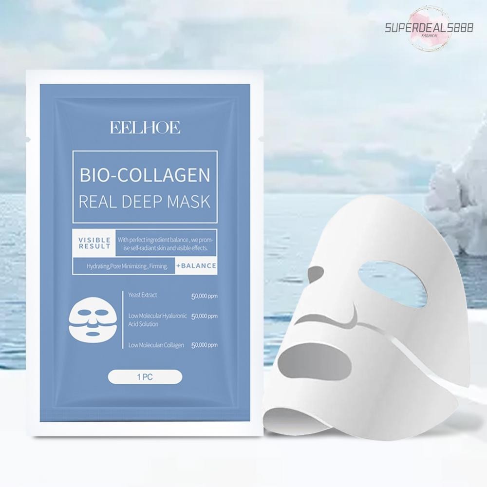 Bio-collagen Real Deep Mask มาส์กแผ่นคอลลาเจนที่ละลายน้ําได้พร้อม Hydrolyzed Collagen Reverse Film Volume Peel Off Mask [SuperDeals888.th]