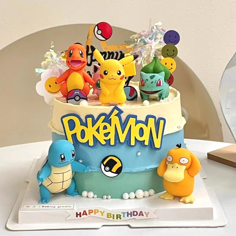 Pok é mon Pikachu เครื่องประดับตกแต่งเค้ก Pok é mon ball ตกแต่งเค้ก