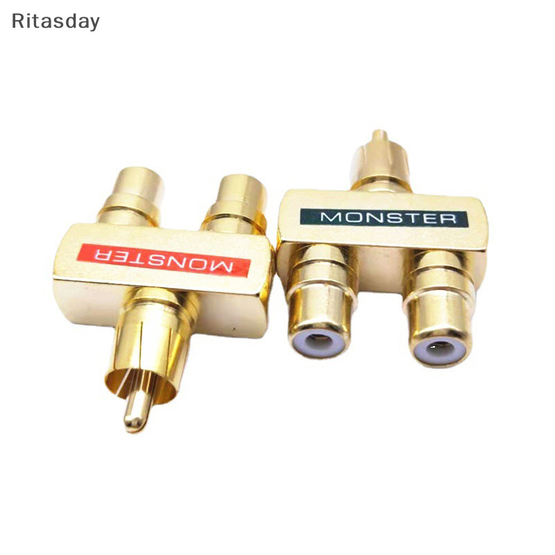 Ritasday 1 คู่ RCAxMale ปลั๊ก 1xRCA หญิงซ็อกเก็ตตัวเชื่อมต่อขั้วต่อเสียงที่ยอดเยี่ยมใหม่