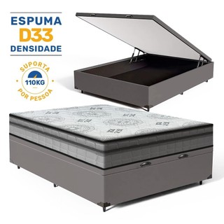 Cama Box Baú com Colchão Espuma D33 Pillow In D'Angelis Ortosleep Casal 138cm