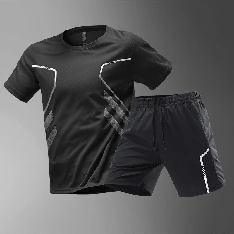 [M-5XL] ชุดกีฬาผู้ชาย แห้งเร็ว ระบายอากาศ เหมาะสำหรับยิม เสื้อยืดและกางเกงขาสั้น เครื่องแต่งกายสำหรับวิ่ง บาสเกตบอล และแบดมินตัน thumbnail 9