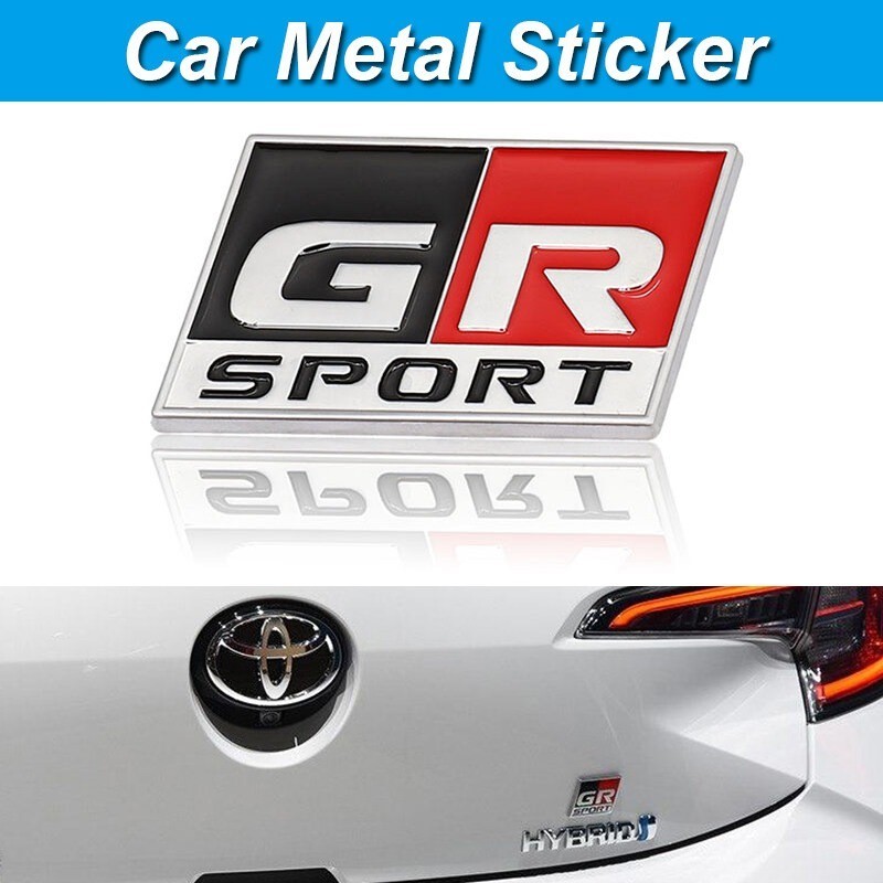 จัดส่งจากประเทศไทย：1ชิ้นสำหรับ GR sport สติกเกอร์โลโก้โลหะ for Toyota รถยนต์ด้านหลังป้ายดีคอลตกแต่ง