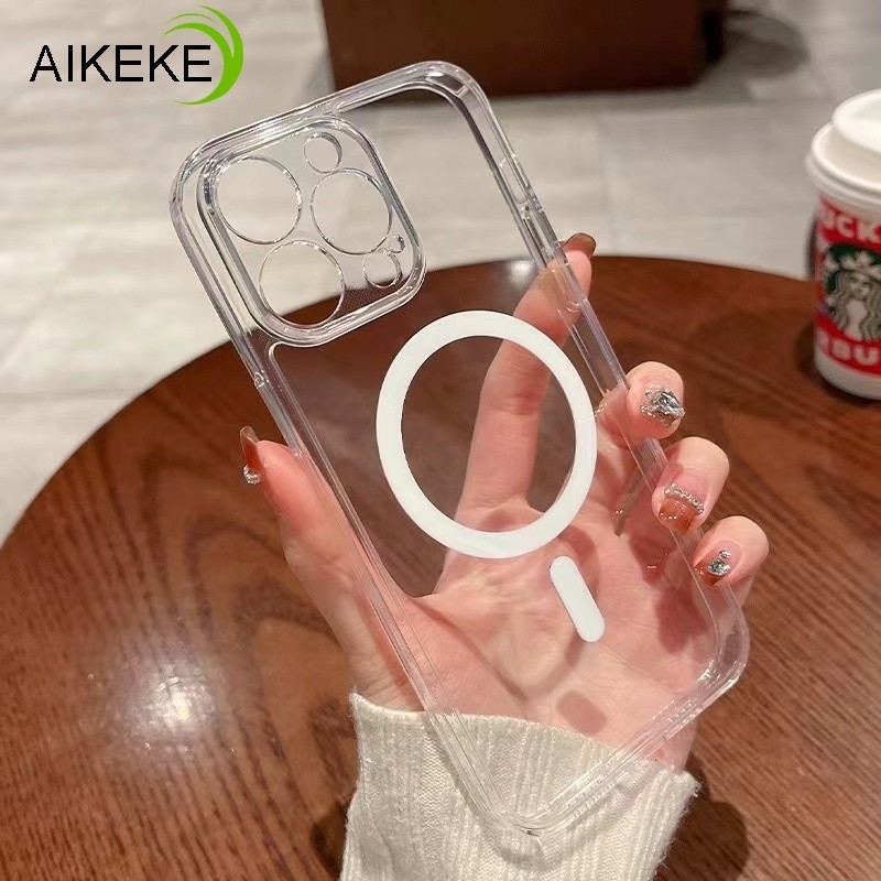 สําหรับ Samsung Galaxy S24 S23 S22 S21 S20 S10 S9 S8 Plus Ultra FE Lite S24 + S23 + S22 + S21 + S20 + S10+ S9 + S8 + S10E เคสโทรศัพท์แหวนแม่เหล็กไร้สายกันกระแทกโปร่งใสนุ่ม