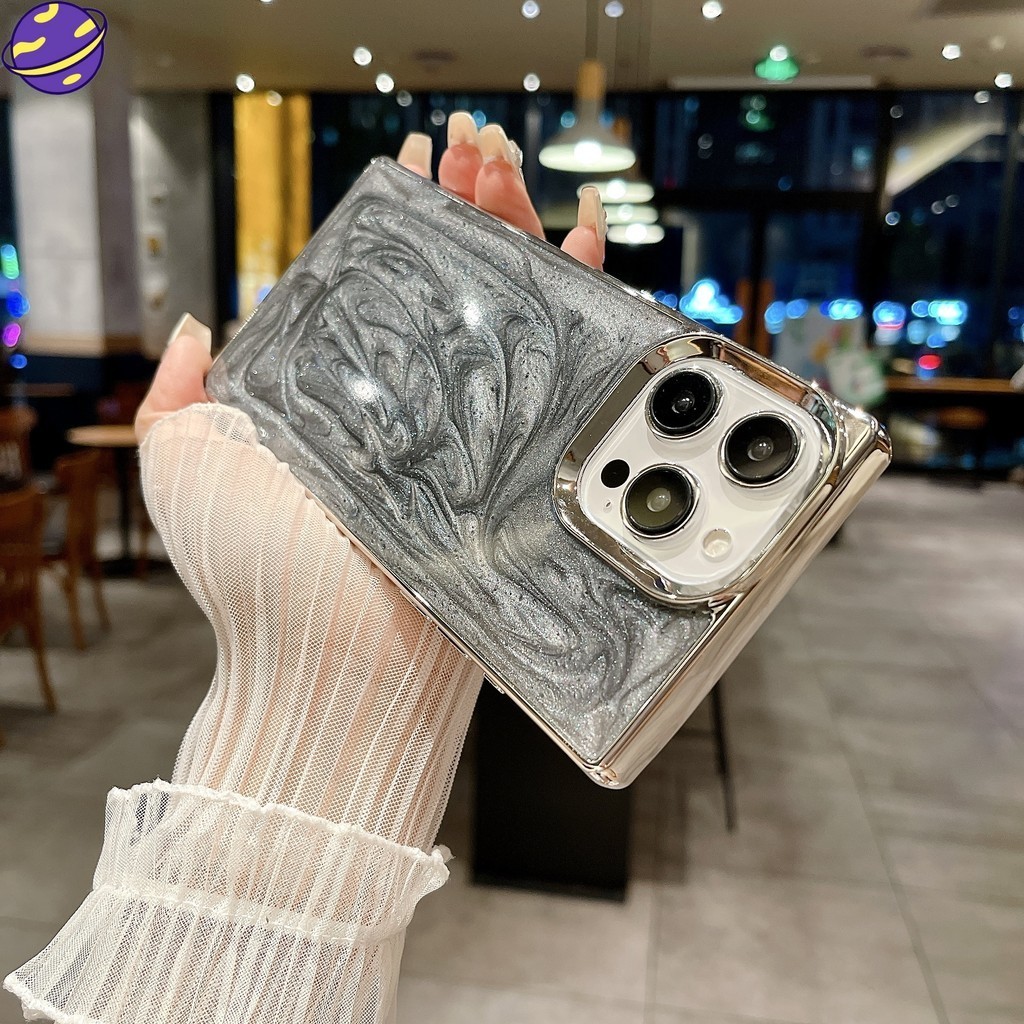 กาวหยดชุบด้วยไฟฟ้าไหลทรายเคสโทรศัพท์เหมาะสําหรับ ไอโฟน 16 15 14 13 12 11 มือโปร สูงสุด 14 15 16 บวกแฟชั่นวิจิตรแฟลช ทีพียู ปกอ่อนป้องกันการตกปลอกป้องก