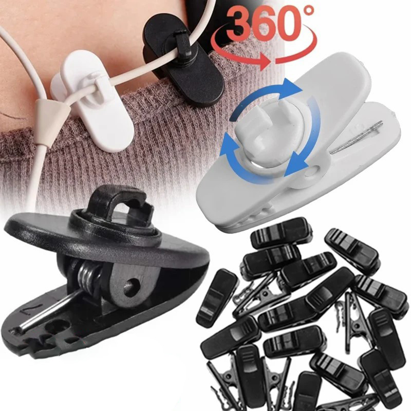 1/2/3ชิ้น360° หมุนสายหูฟังคลิปคงที่-สายสากลป้องกันการสูญหายผู้ถือ เครื่องม้วน-ป้องกันการหล่นเสื้อปกคลิป-สายหูฟังหนีบสาย
