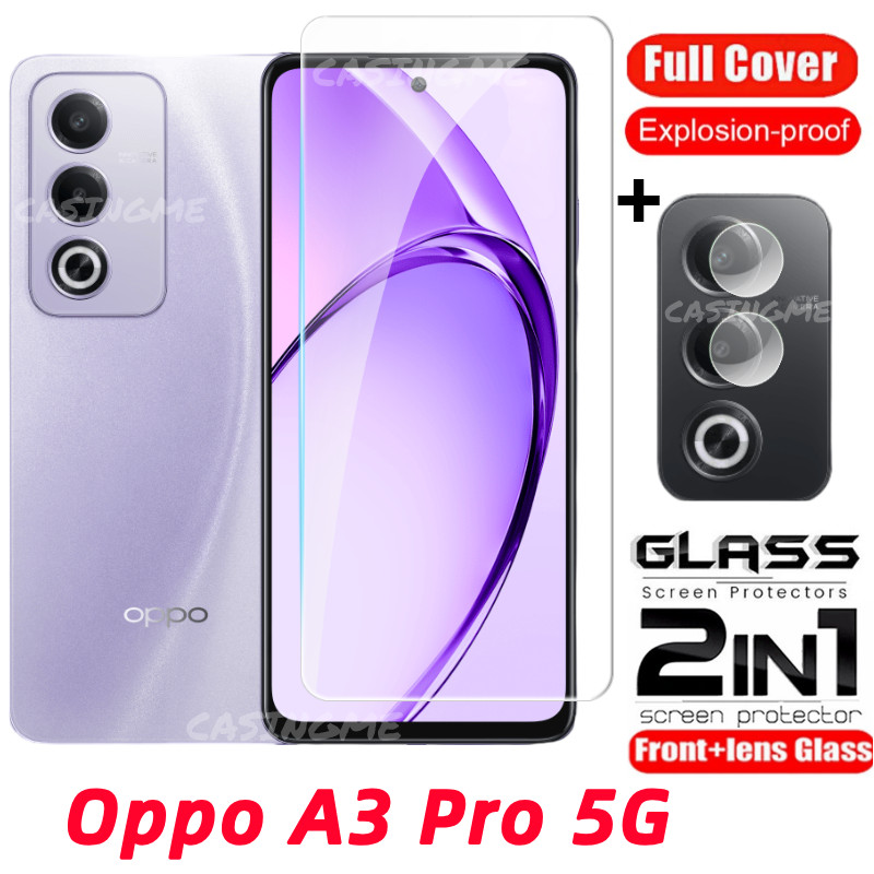 Oppo A3 Pro 5G ฟิล์ม 2 in 1 ป้องกันหน้าจอกระจกนิรภัยสําหรับ Oppo A3 Pro A3Pro 3A OppoA3Pro 5G 4G 2024 ฟิล์มด้านหน้ากลับเลนส์