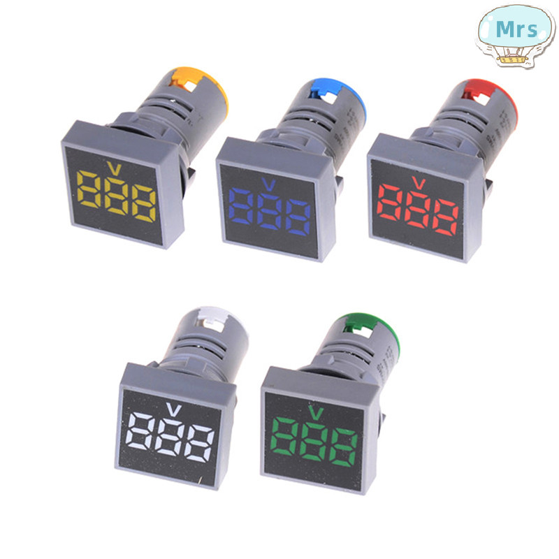 [MR] 22mm AC12-500V โวลต์มิเตอร์แผงสี่เหลี่ยม LED Digital Voltage Meter ไฟแสดงสถานะ TH