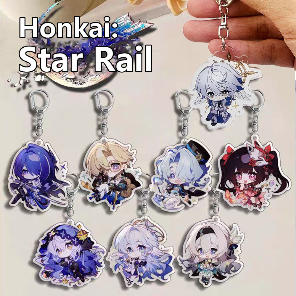 สร้างสรรค์อะนิเมะ Honkai: Star Rail อะคริลิค Keyrings การ์ตูนสองด้านตัวอักษรรูปพวงกุญแจกระเป๋าถือ Charms จี้ของขวัญ