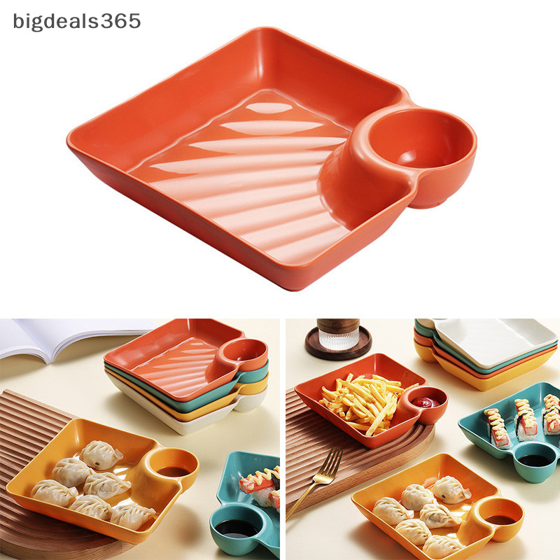 [bigdeals365] 1pcs gar Dish Meal ซูชิเกี๊ยวจานสแควร์ PP จานขนมถาดเกี๊ยวสต็อกใหม่