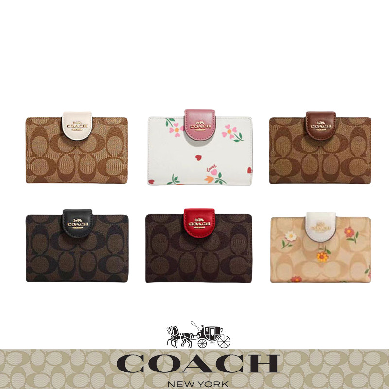 Coach ส่วนลดเวลาจํากัด กระเป๋าสตางค์เปลี่ยนผู้หญิงแฟชั่นคลาสสิกเรียบง่ายC0082 C6390 C8741 C3371