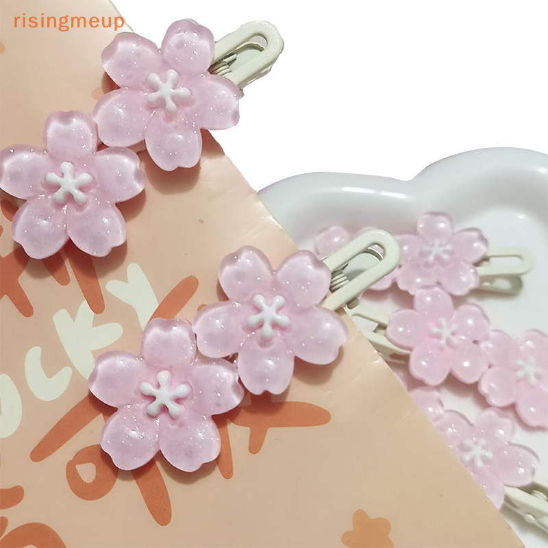[risingmeup] อะนิเมะการ์ด Captor น่ารักสีชมพูครีมดอกไม้ Bb Hairpin ด้านข้างสาว Headwear หวาน Hairpins เครื่องประดับของขวัญ